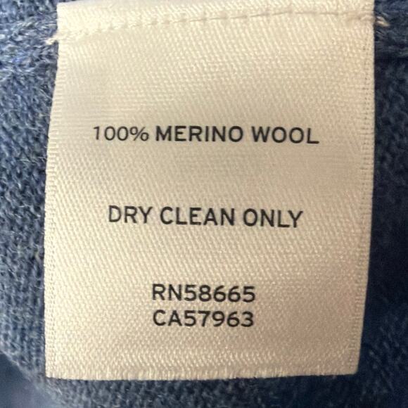 John W. Nordstrom Merino Wool Sweater V-Neck Slate Blue Italian Knit Luxury Sz L - Picture 8 of 8